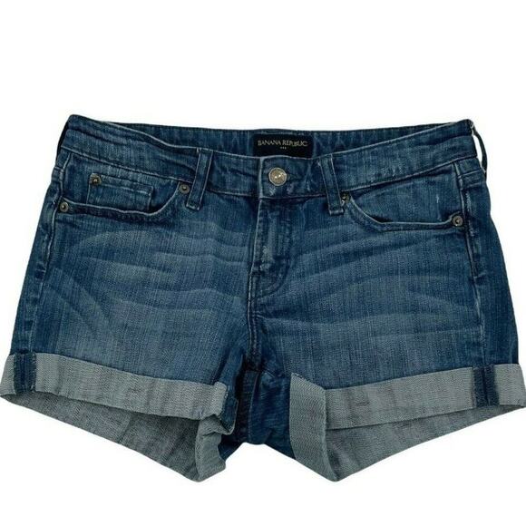 Banana Republic Short Women Size 4/27 Midi Cuffed Hem Whiskers Denim - Picture 1 of 8